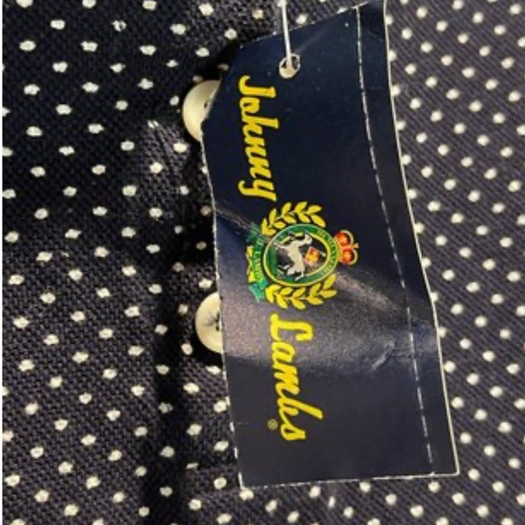 NWT Johnny Lambs Cotton Short Sleeve Navy and White Polka Dot Dress Size Large - Picture 9 of 10